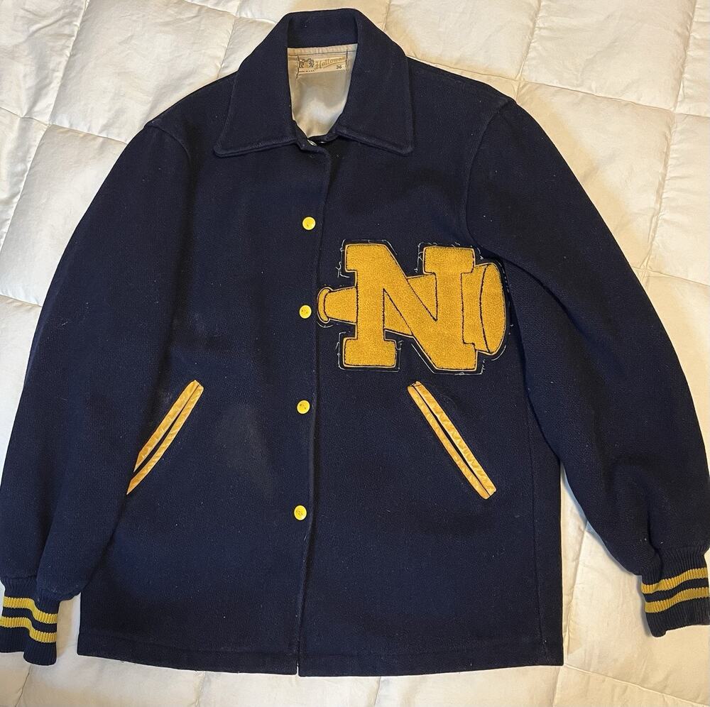 60s VINTAGE Holloway Conquest Wool Cheerleader Varsity Letterman Jacket Size 36
